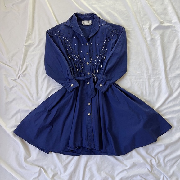 Vintage 80s d. Frank Petites Western Dress - Picture 3 of 8